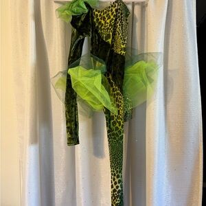 Vibrant Green and Black Kids Dance Costume